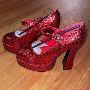 Red glitter platforms. Size 9